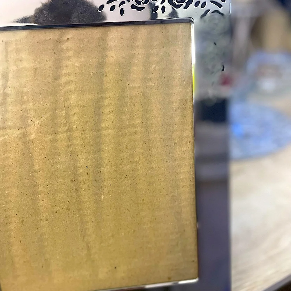 Stunning Chrome Frame with Stenciled Roses
